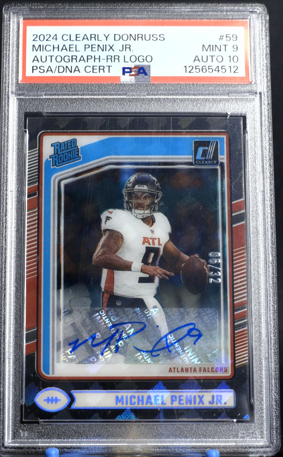 2024 Panini Clearly Donruss Michael Penix Jr. RR-Logo #59 PSA 9/Auto 10 POP 1
