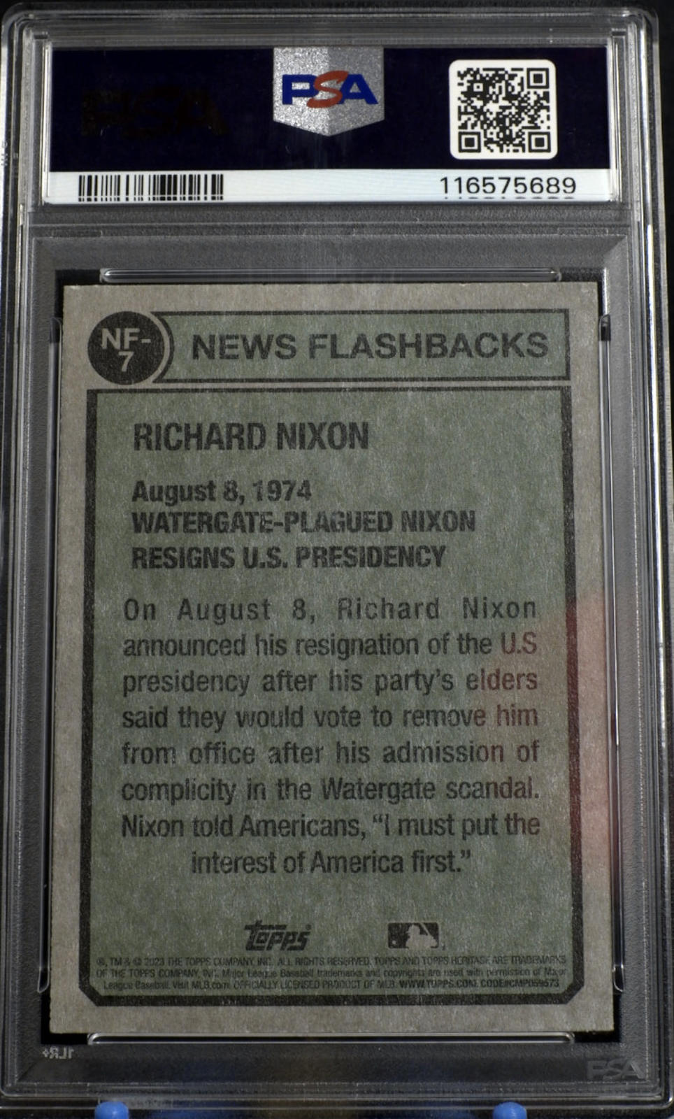 2023 Topps Heritage News Flashbacks Richard Nixon #NF7 PSA 10 POP 1