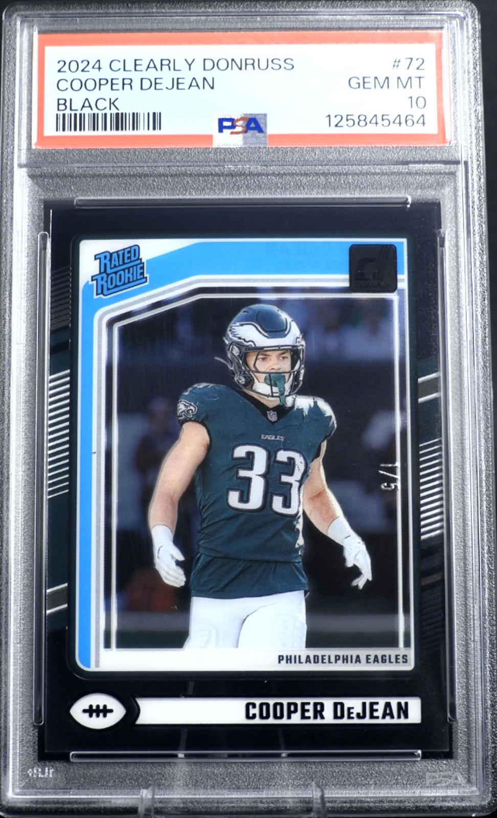 2024 Panini Clearly Donruss Cooper Dejean #72 Black 1/5 PSA 10 POP 1