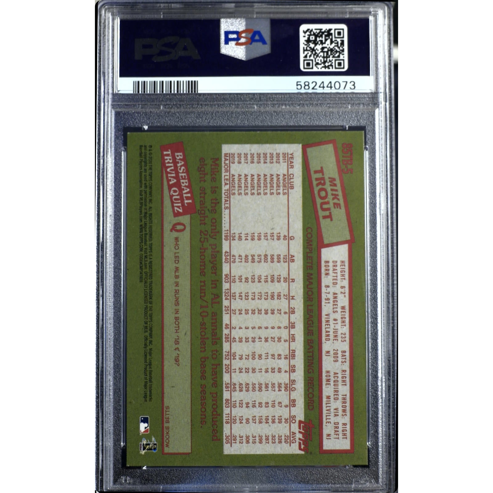 2020 Topps On Demand Mini 1985 35th Anniversary Mike Trout #85TB-5 PSA 9