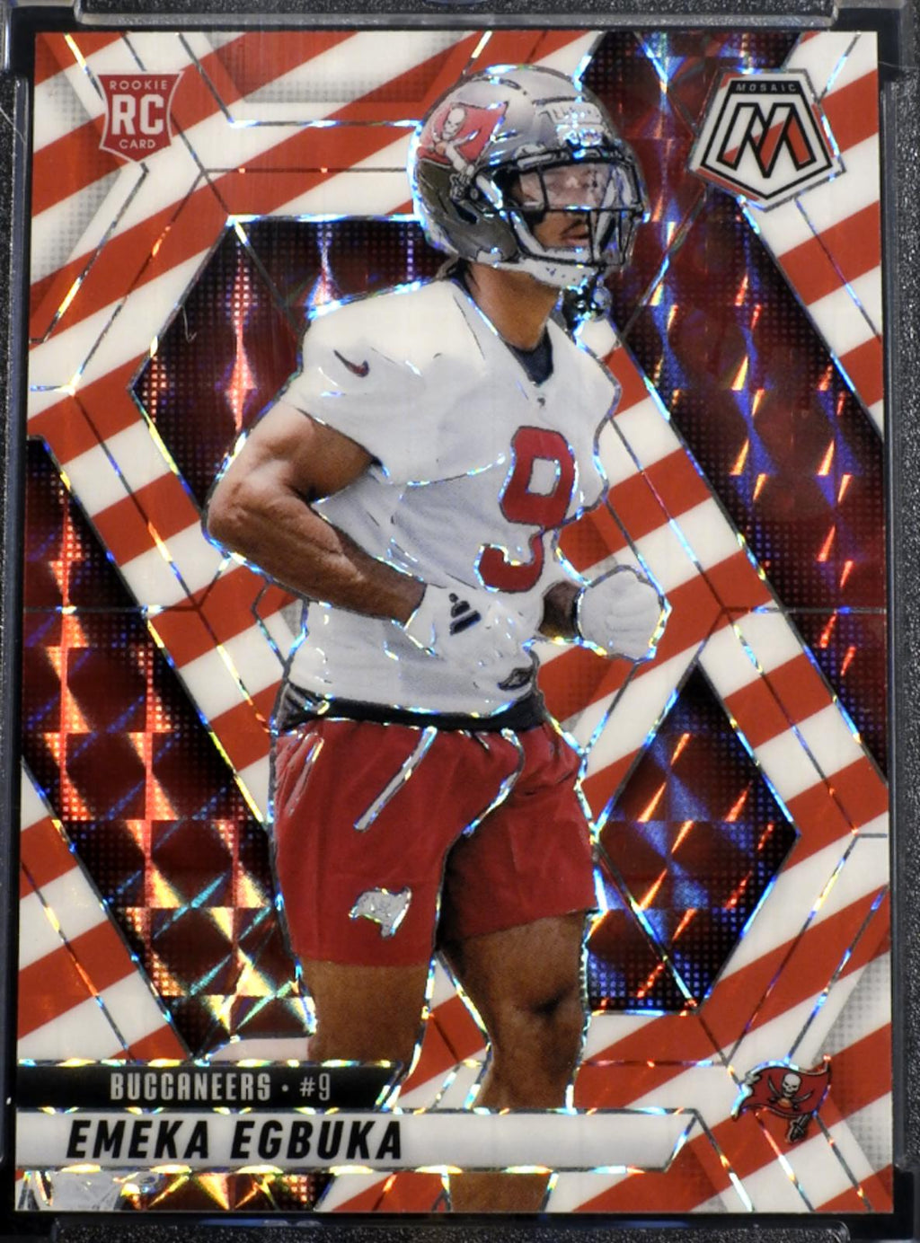 2025 Panini Mosaic Meka Egbuka #376 Red and White Stripe Prizm